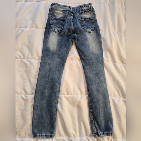 XWAY Jeans Teen 13/14 Skinny Ankle Stitched Distressed Stretch Denim 25x25.5 - Picture 4 of 14